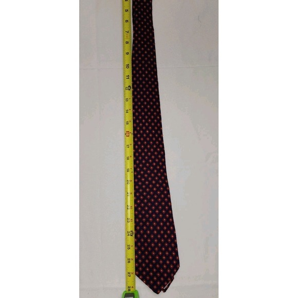 Tergal Mens Neck Tie Black With Red And Yellow Square Design - Picture 3 of 3